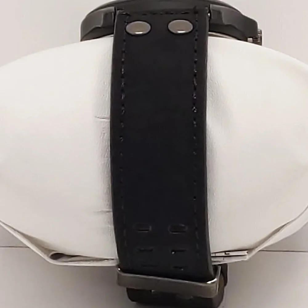 Men's Military Style Field Watch On Leather Strap 41mm Date Is Off